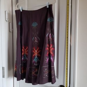 A-Line, Swing, Embroidered, Knee Length Skirt